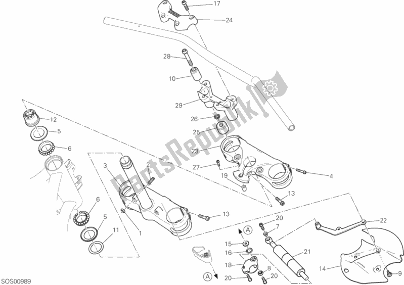 Toutes les pièces pour le Ensemble De Base De Tête De Direction du Ducati Multistrada 1260 Enduro Touring USA 2019